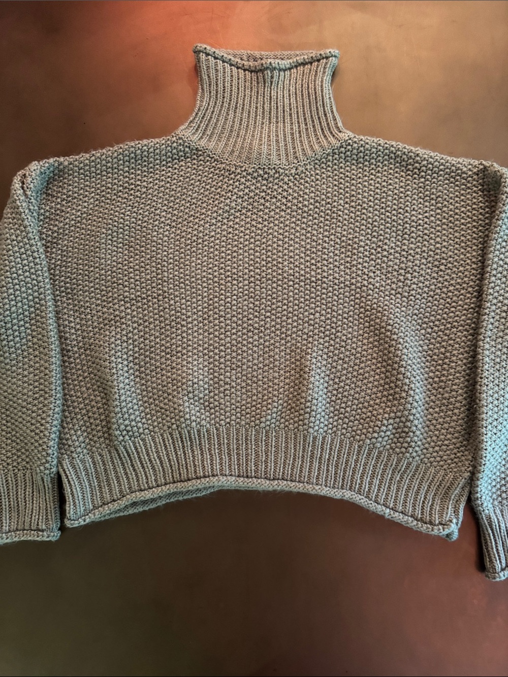FAVLUX Cropped Turtleneck Sweater in Light Gray
